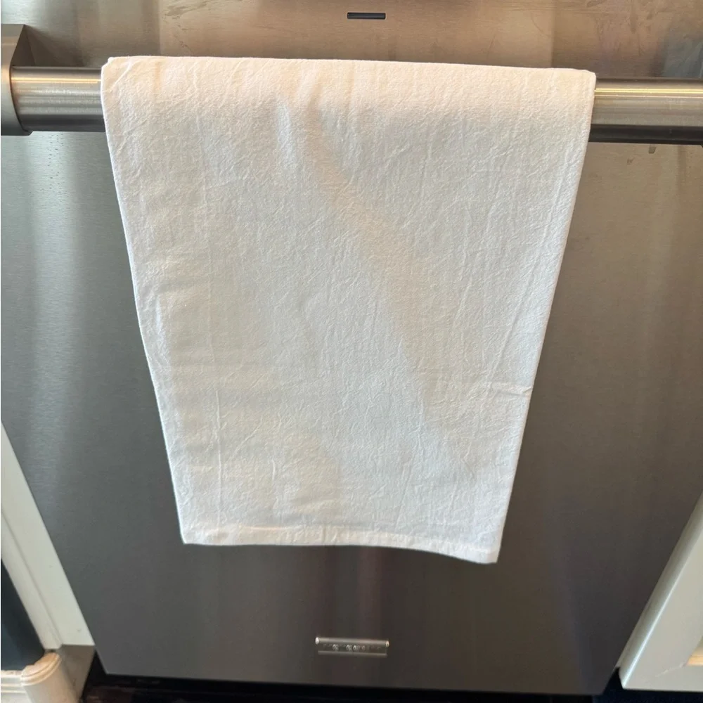 White Kitchen Towel with Black Text